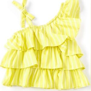 Habitual Yellow Asymmetrical Ruffled Top